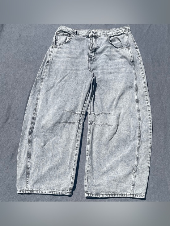 We The Free Denim - We The Free Good Luck mid rise barrel jeans womens 33 pre-owned condition gray
